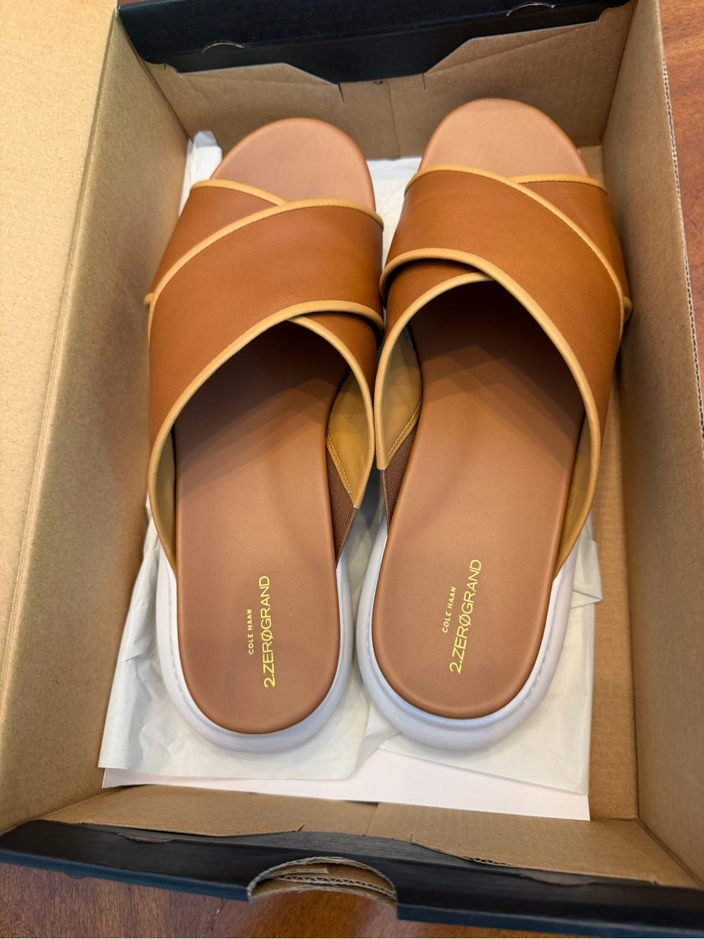 Cole Haan Women's 2.Zerogrand Criss Cross Slide Sandal Honey W25213 Size 9B
